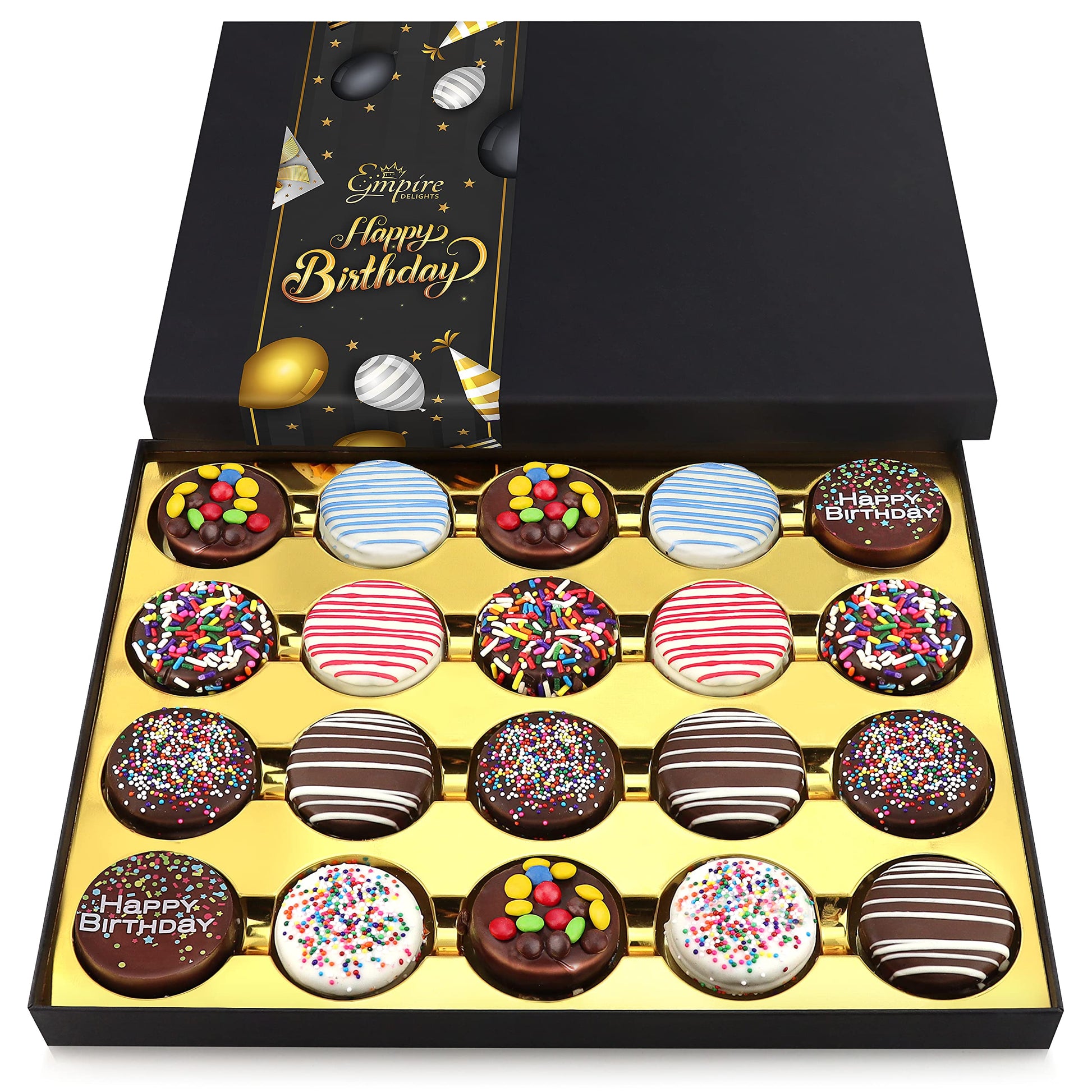 Chocolate Cookies Birthday Gift Basket for Men and Women - Gourmet Chocolate Happy Birthday treats for Food Gifts, Elegant Gift 