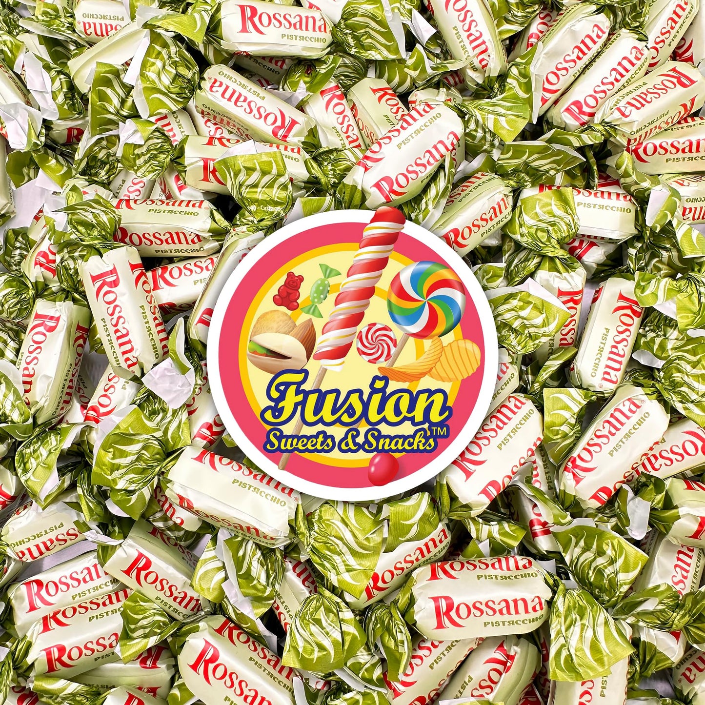 Rossana Pistachio Candy - 1 Pound Bag - Italian Hard Candy Individually Wrapped - Classic Pistachio Treat - Puntini Style Sweets - Authentic Italian Candy from Italy