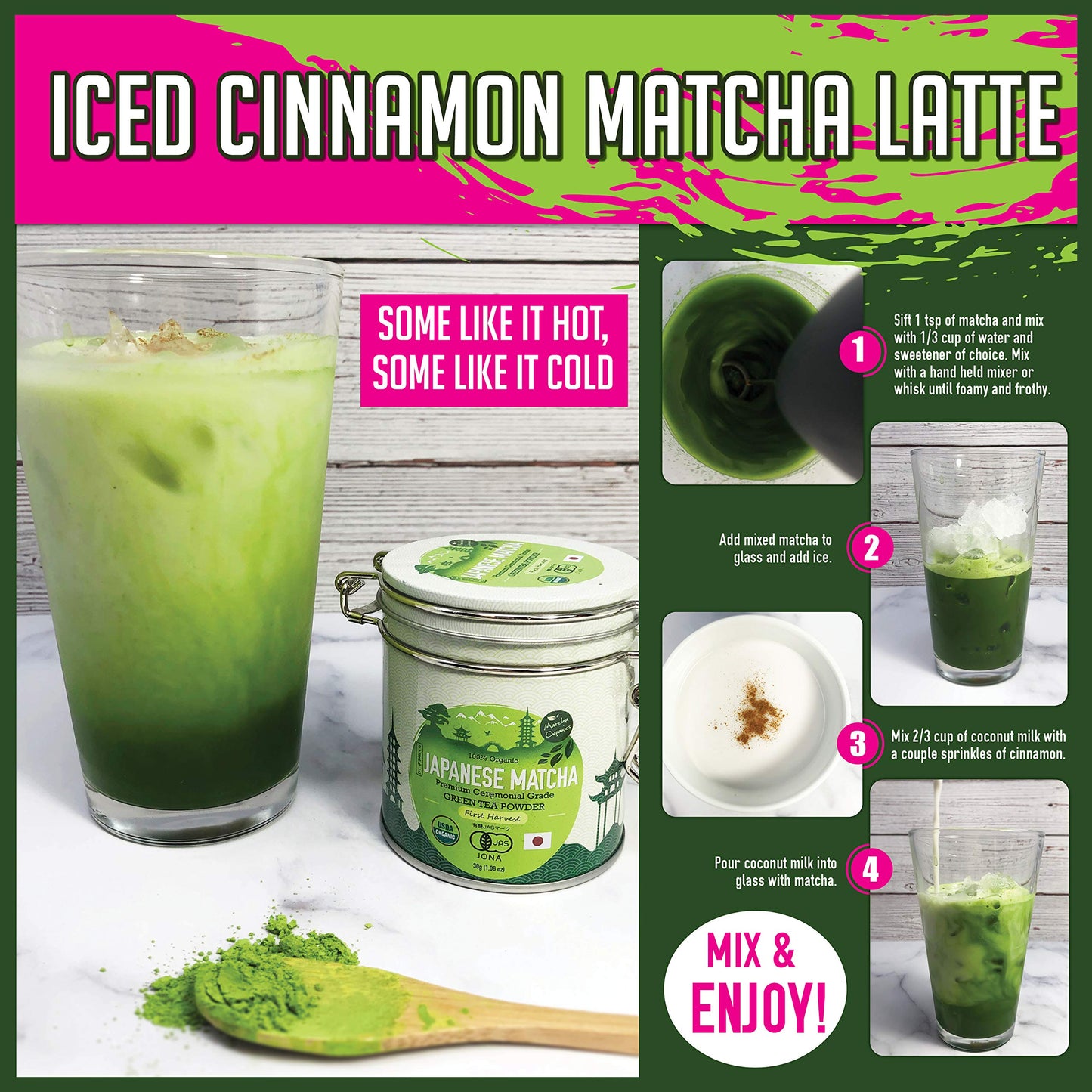 Matcha Organics - Premium Ceremonial Grade Matcha Green Tea Powder - Authentic 1St Harvest Japanese Green Tea - Usda & Jas Organ