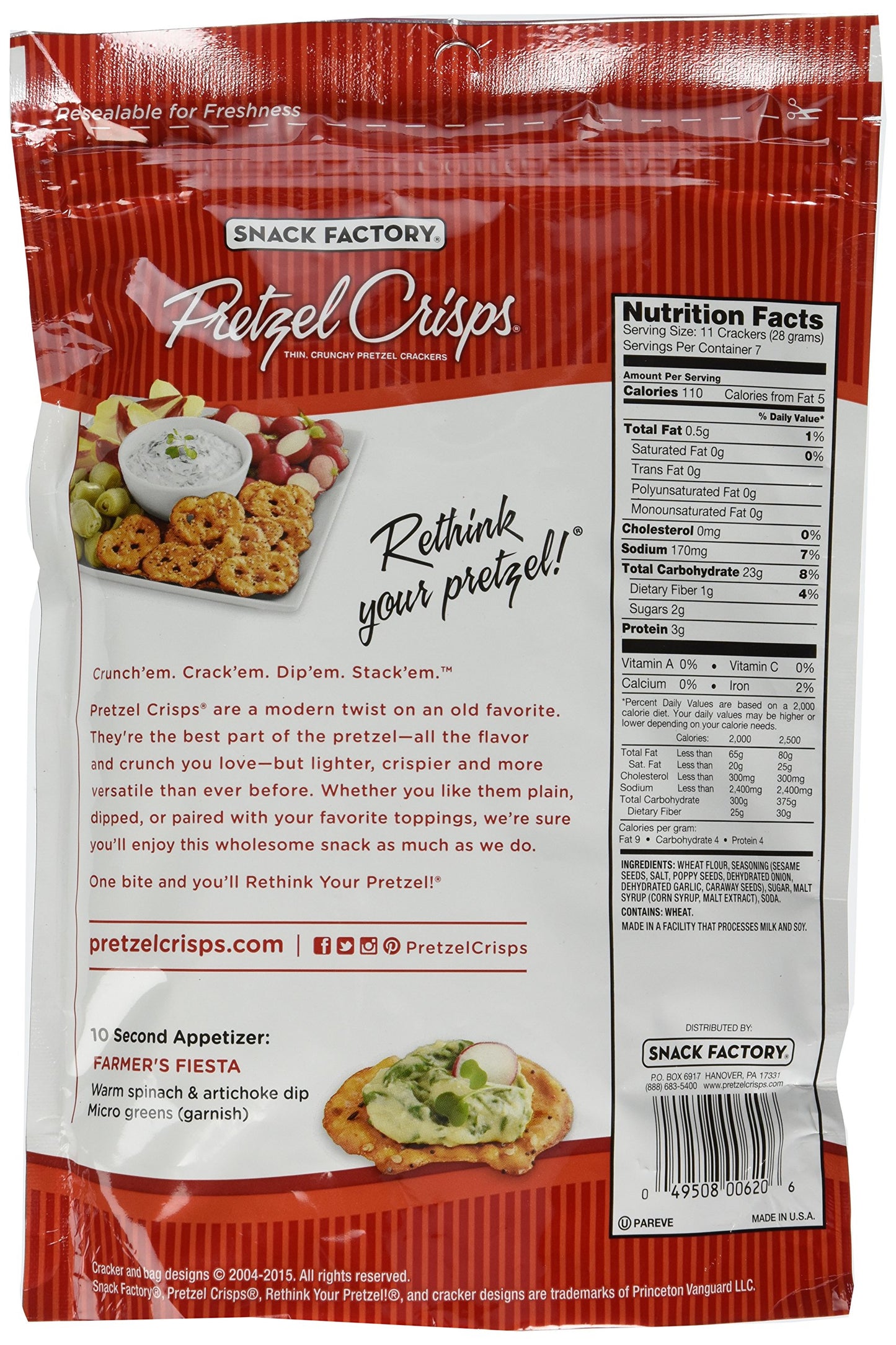 Snack Factory Pretzel Crisps Everything 7.2 Oz