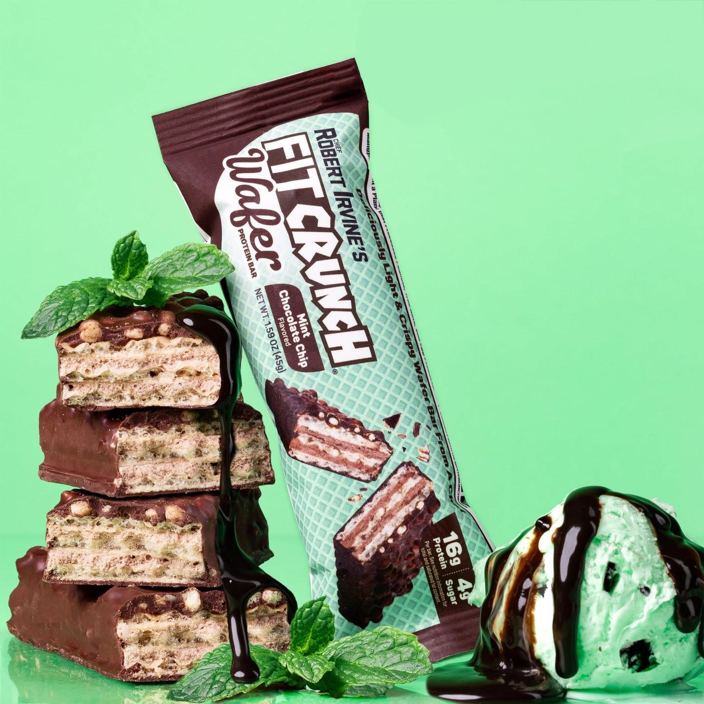 Fitcrunch Wafer Protein Bars, 16G Of Protein & 4G Of Sugar (9 Bars, Mint Chocolate Chip)