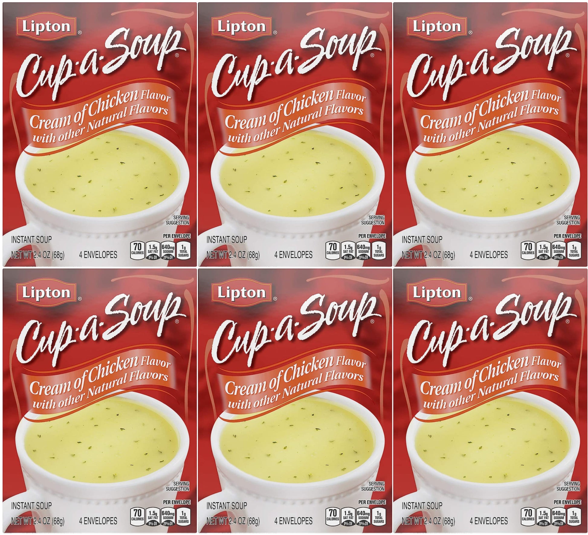 Lipton Cup-A-Soup Cream Of Chicken, 2.4 Ounce (Pack Of 6)
