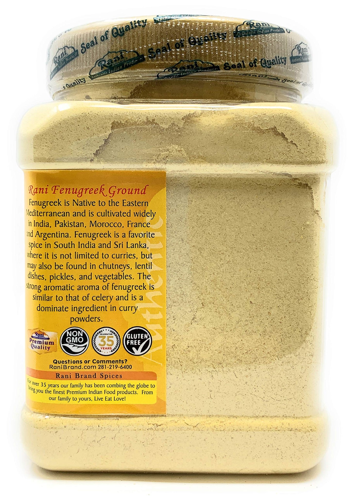 Rani Fenugreek (Methi) Seeds Ground Powder 16oz (1lb) 454g Jar, Trigonella foenum graecum ~ All Natural | Vegan | Gluten Friendl
