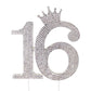 Chloe Elizabeth Rhinestone Princess Crown Cake Topper for Sweet 16 - Silver