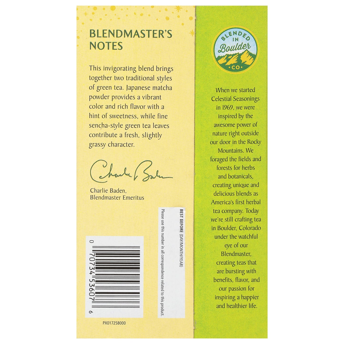 Celestial Seasonings Green Tea Matcha, Caffeine, 20 Tea Bags, Pack of 6, Natural