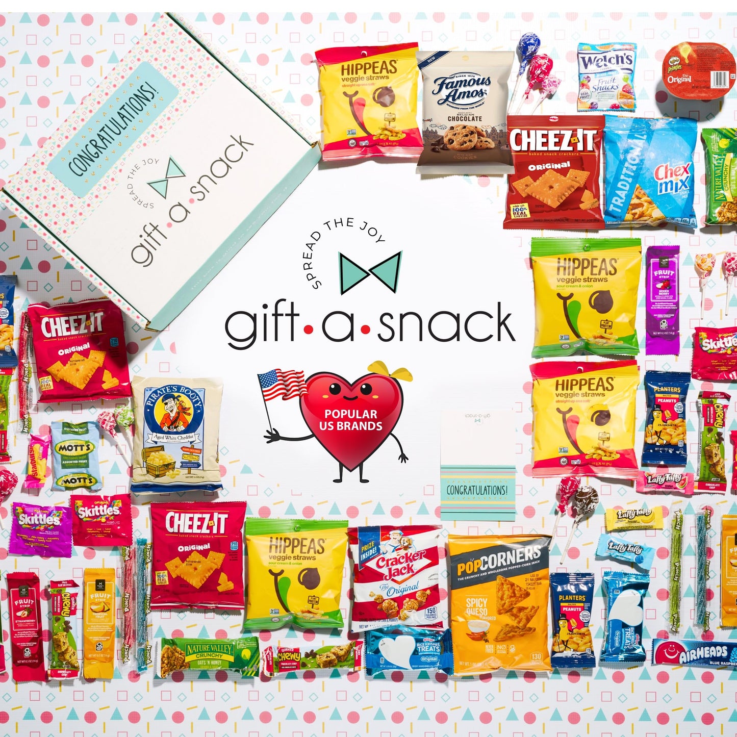 Gift A Snack - Congratulations Snack Box Variety Pack Care Package + Greeting Card (45 Count) Graduation Sweet Treats Gift Baske