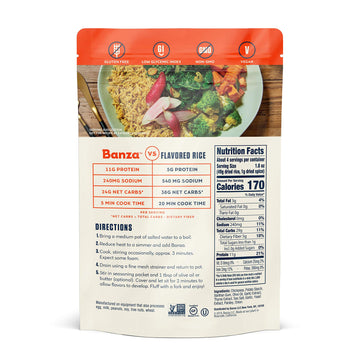 Banza Chickpea Rice, High Protein Low Carb Healthy Rice, Gluten-Free And Vegan, 8Oz Bag (Pack Of 6) (Garlic Olive Oil)