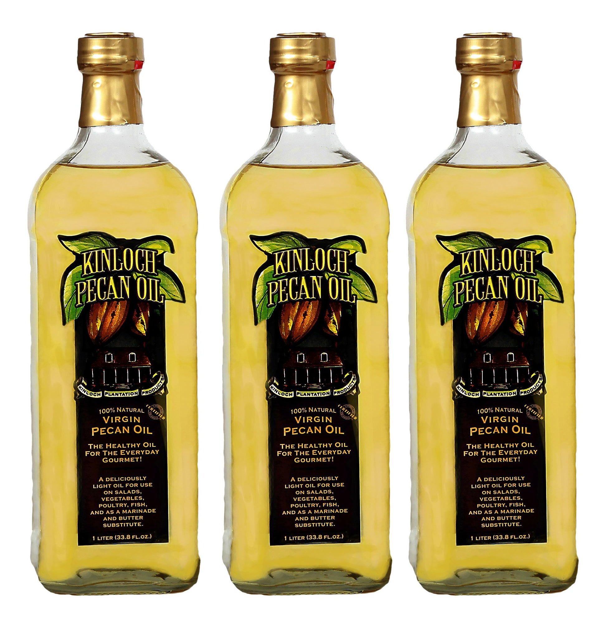 Kinloch Plantation Products Pecan Oil, Three (3) 1000 ML Bottles