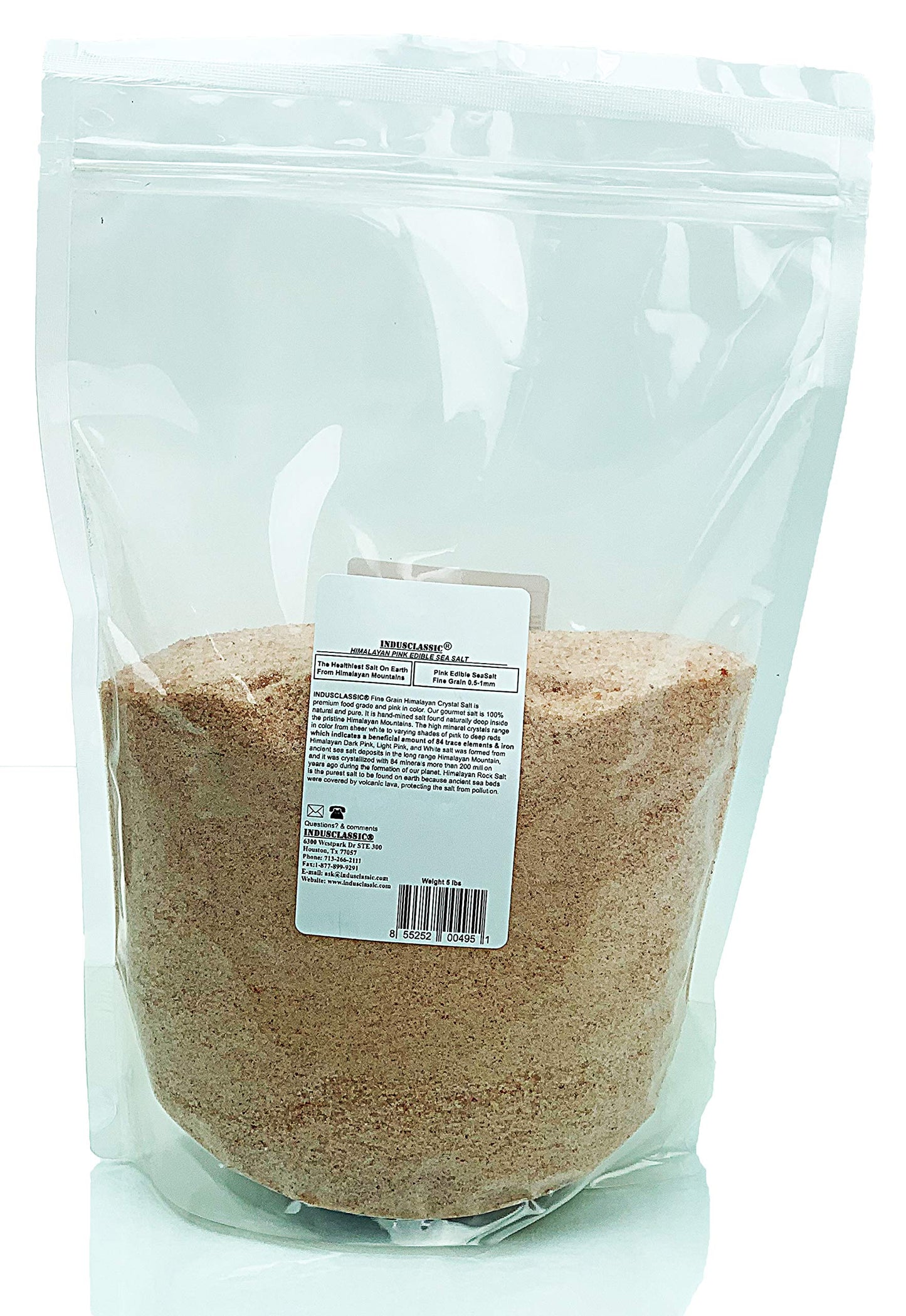 IndusClassic Himalayan Pink Cooking Salt, Fine Grain 0.5mm to 1mm, 5 Pound