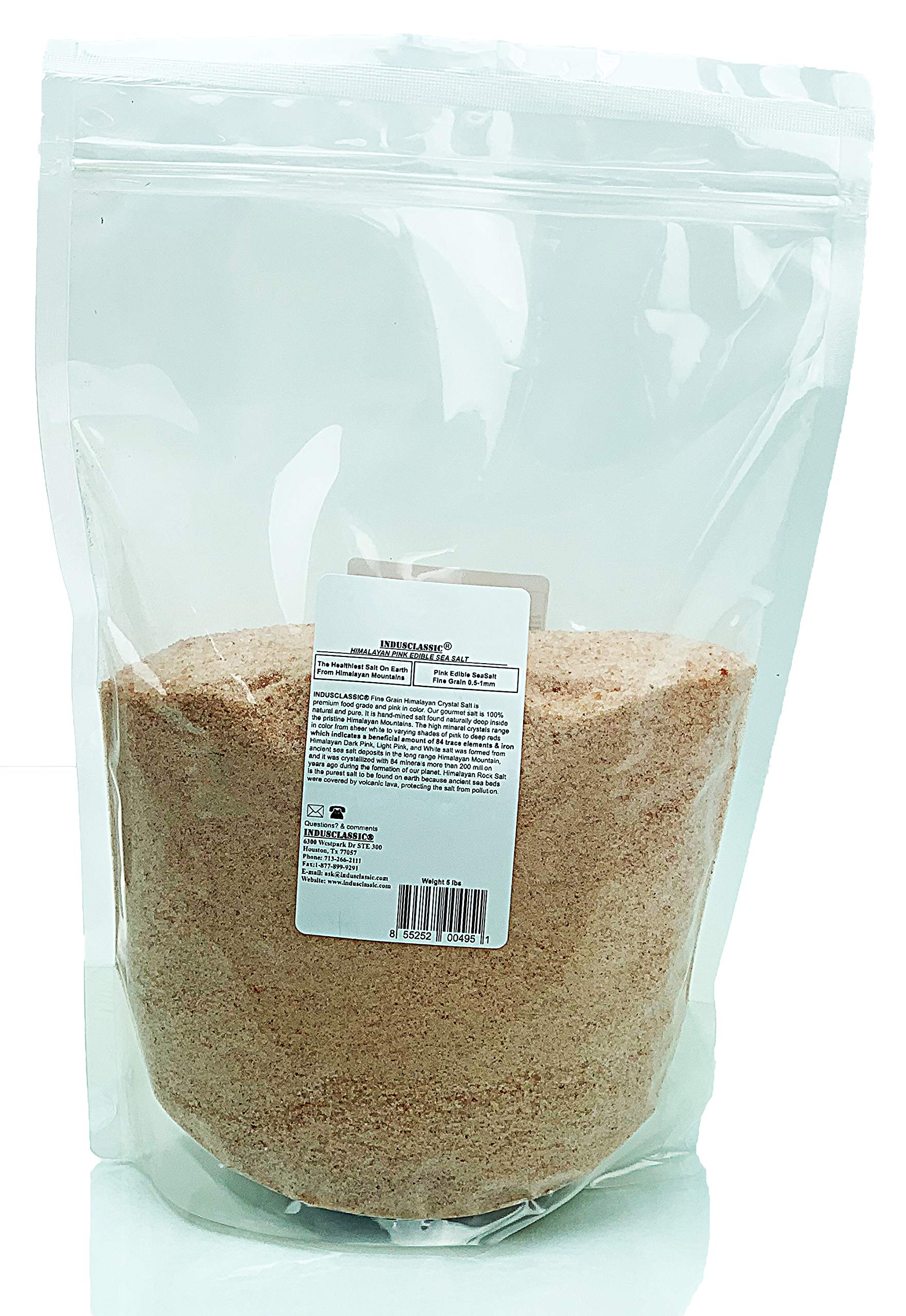 IndusClassic Himalayan Pink Cooking Salt, Fine Grain 0.5mm to 1mm, 5 Pound