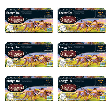 Celestial Seasonings Energy Black Tea, Caffeinated, 12 Tea Bags Box, (Pack Of 6)