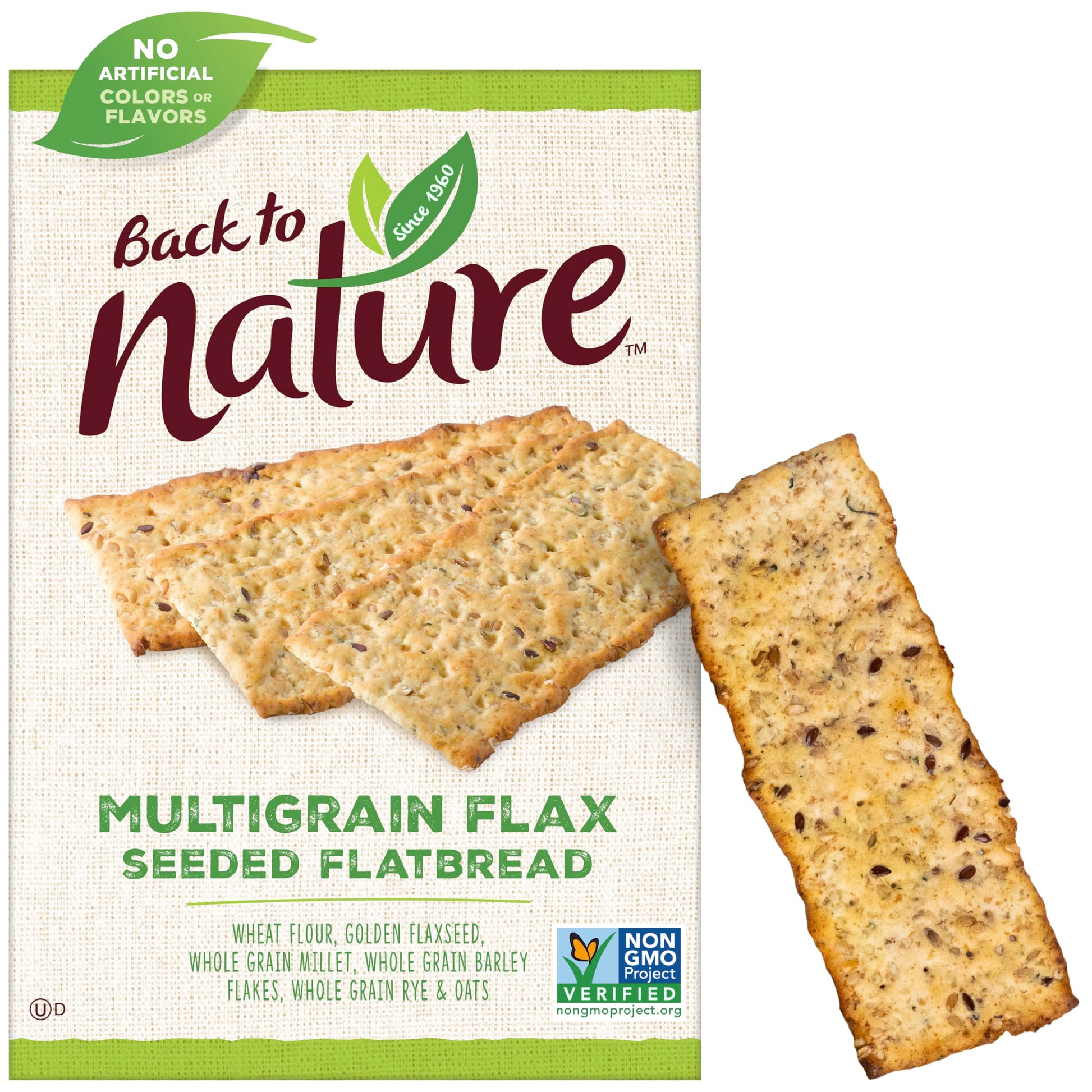 Back To Nature Multigrain Flax Seeded Flatbread Breakers - Dairy Free  Non-Gmo  Made With Wheat Flour & Whole Grains  Delicious & Quality Snacks  5.5 Ounce (Pack Of 6)