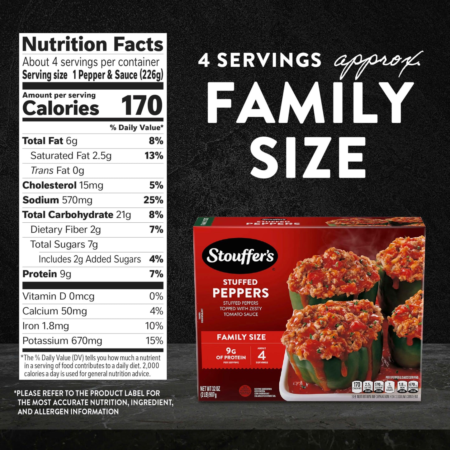 Stouffers Family Size Stuffed Peppers Frozen Dinner,UNKNOWN
