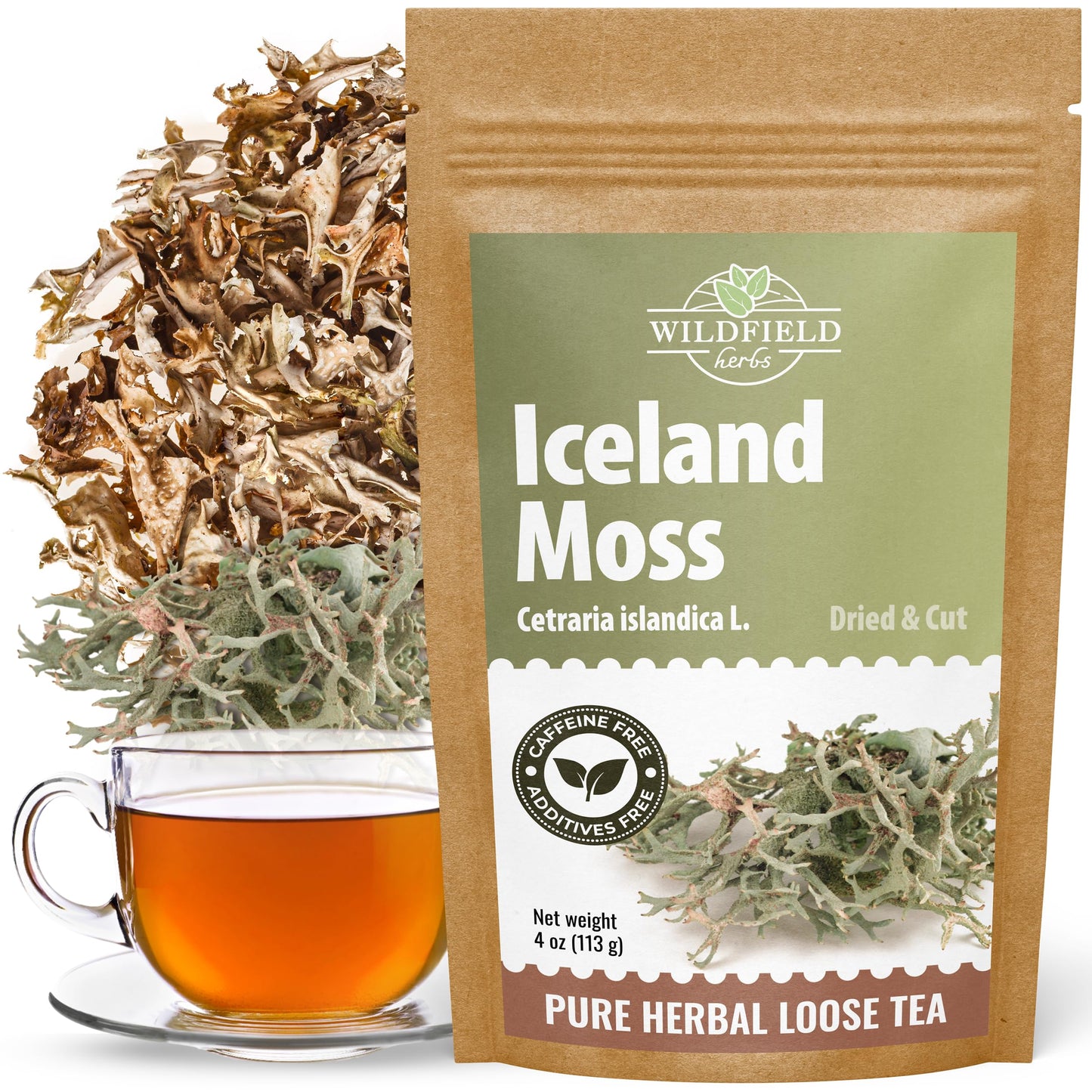 WILDFIELD HERBS Icelandic Moss Herbal Tea - 4 oz (113g) Cetraria Islandica Lichen Tea