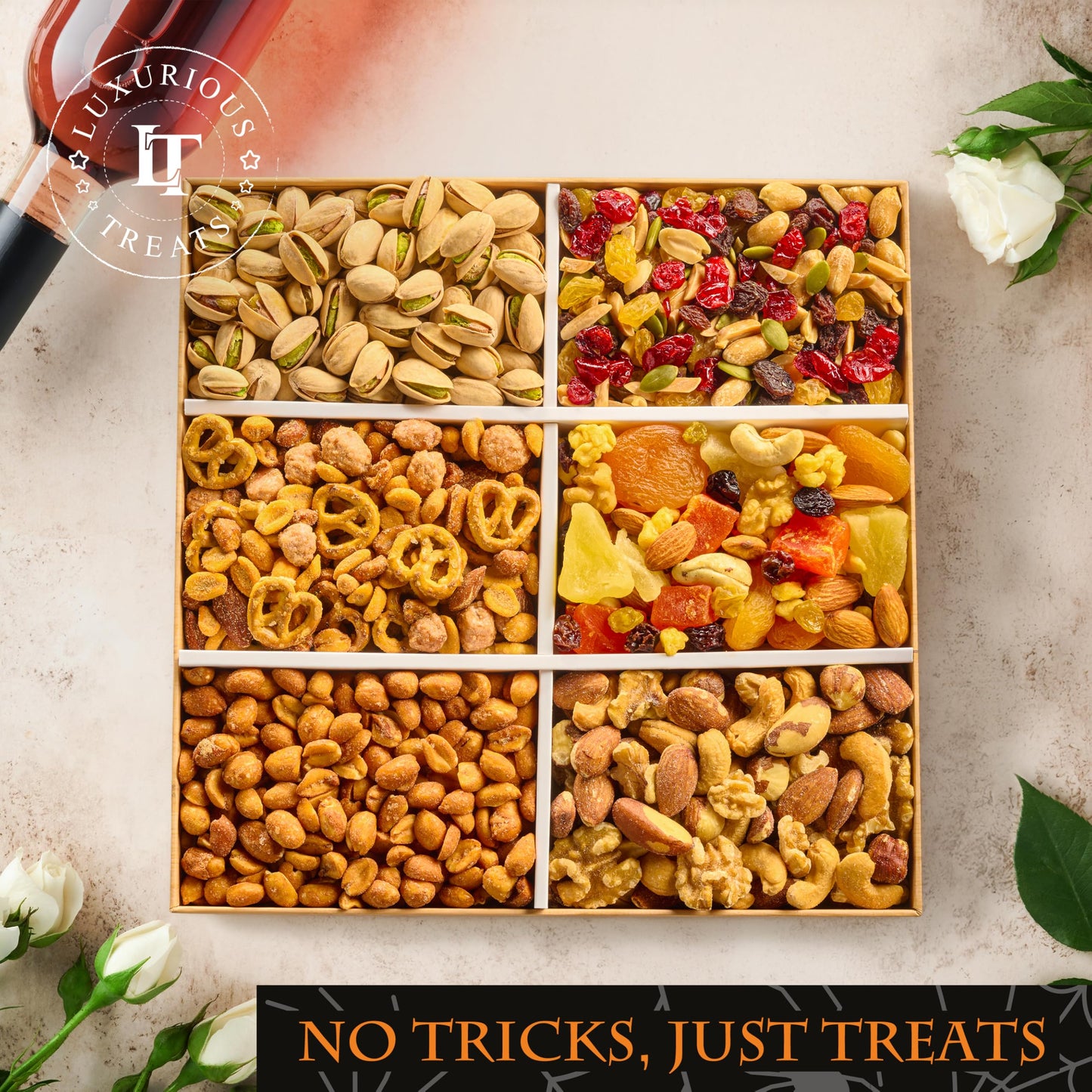 Halloween Gifts Basket Nuts Gift Basket, Halloween   For Mature-Themed Gourmet Mixed Nuts Variety Pack, 6 Assortment Healthy Snack Tray Care Package For College Students Men And Women