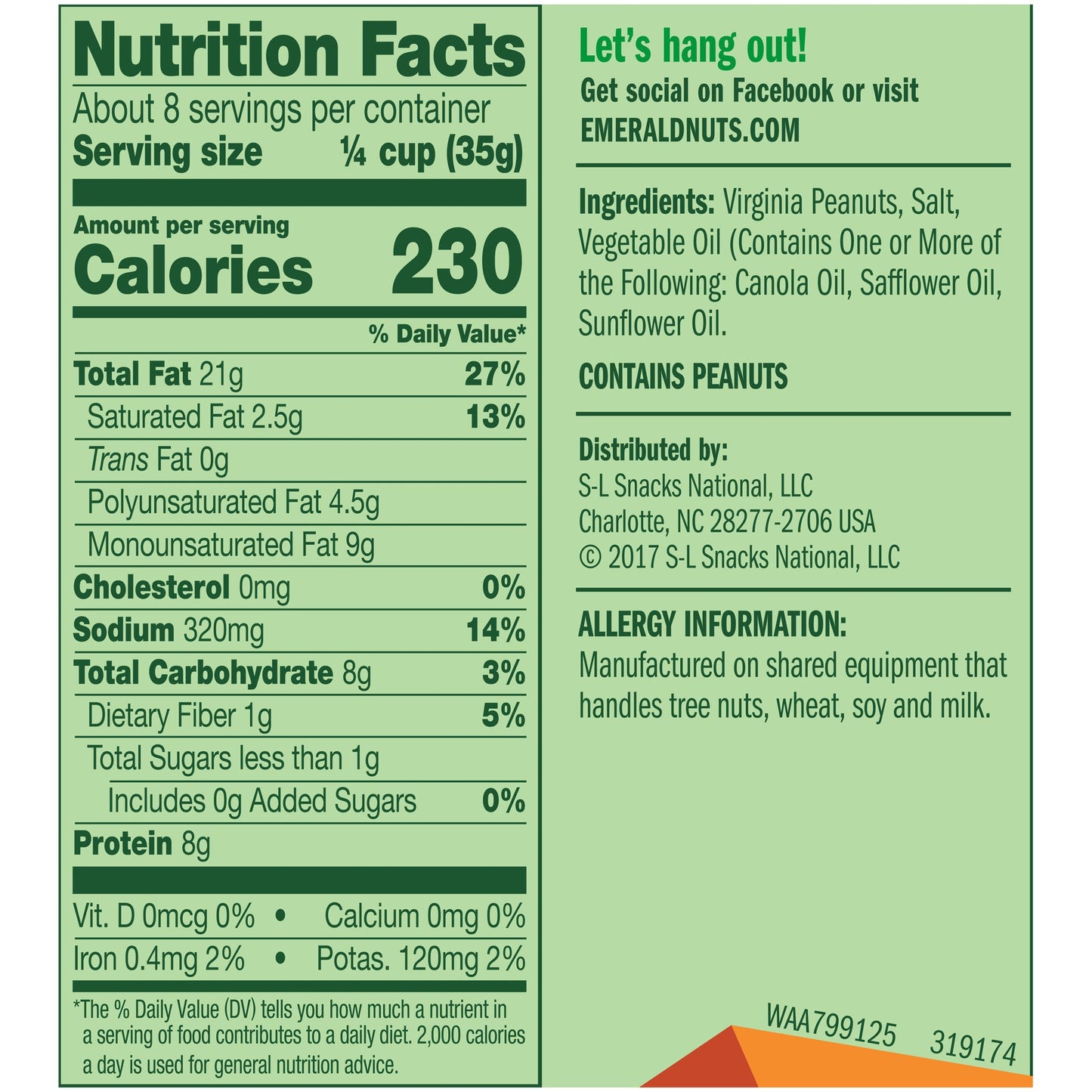 Emerald Nuts, Virginia Peanuts Roasted And Salted, 10 Ounce (Pack Of 6)
