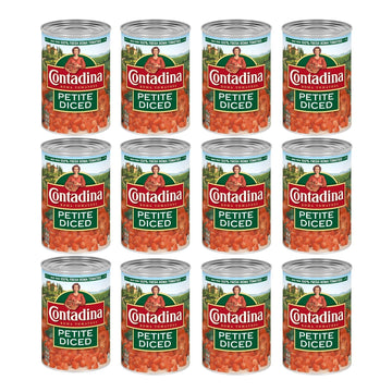 Contadina Petite Cut Diced Tomatoes, 12 Pack, 14.5 Oz Can, Red