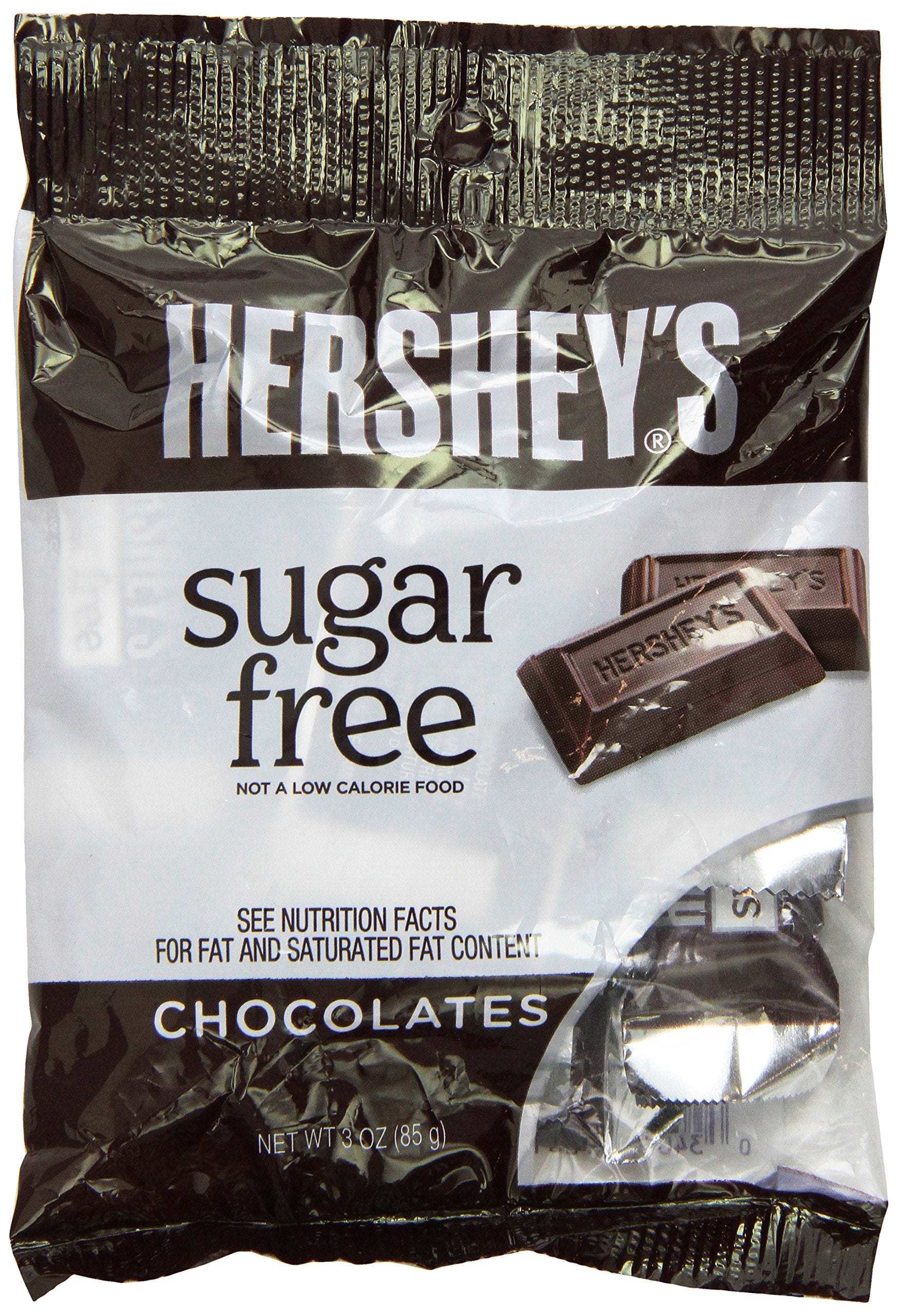 HERSHEY Chocolate Candy, Sugar Free, 3-Ounce Bags (Pack of 12)