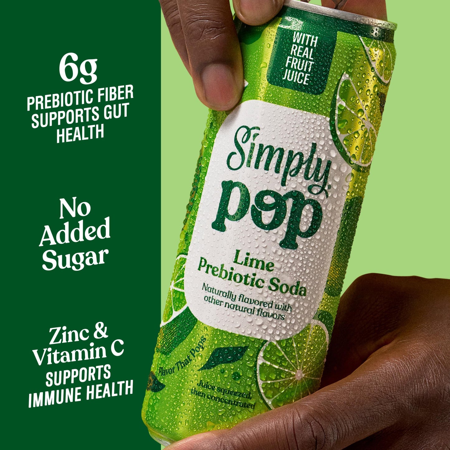 Simply POP Prebiotic Soda Lime Cans  12 fl oz  12 Pack