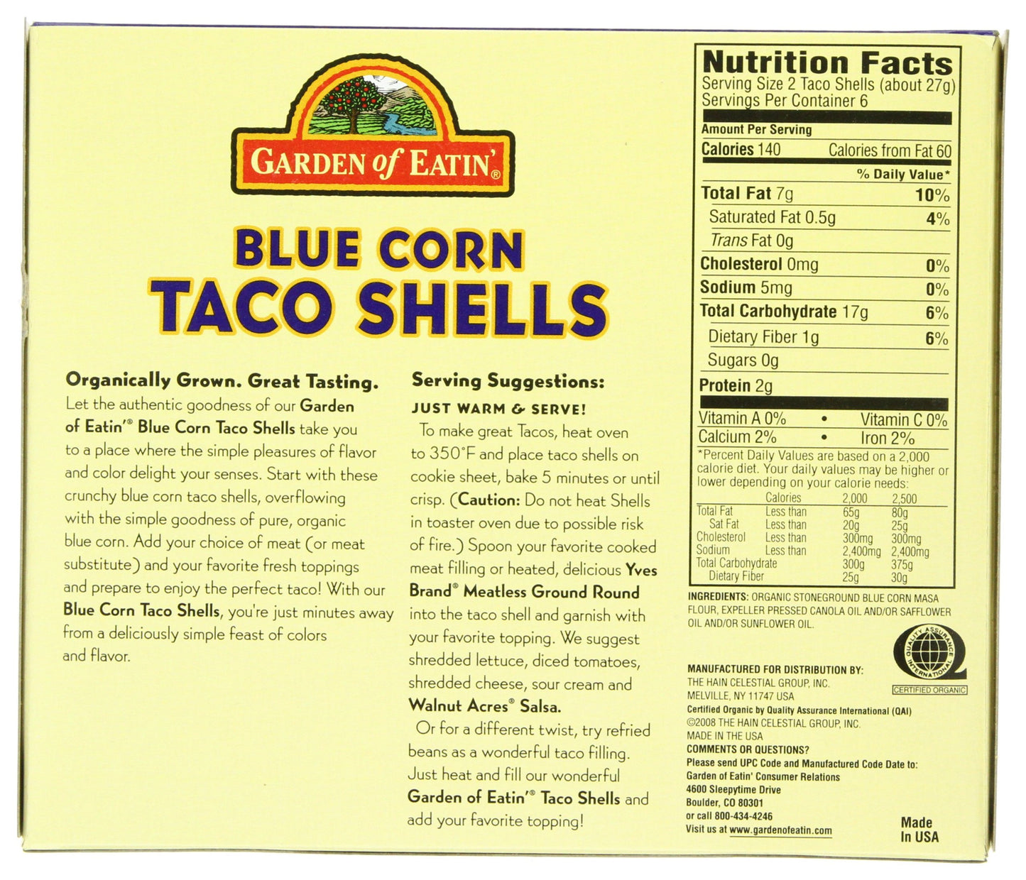 Garden Of Eatin® Taco Shells Blue, 5.5 Ounce Boxes (Pack Of 12)