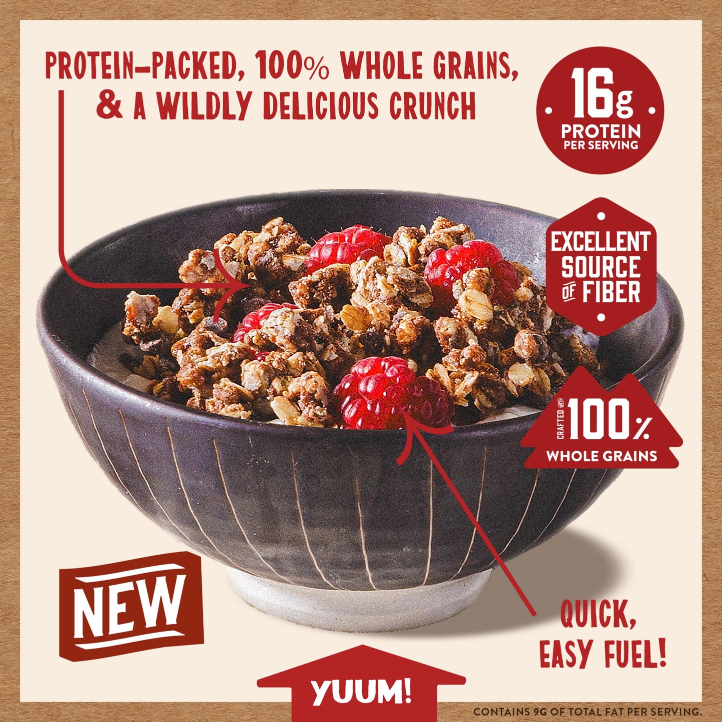 Kodiak Cakes Granola Pouch, Chocolate, High Protein, Whole Grains, Pack of 5