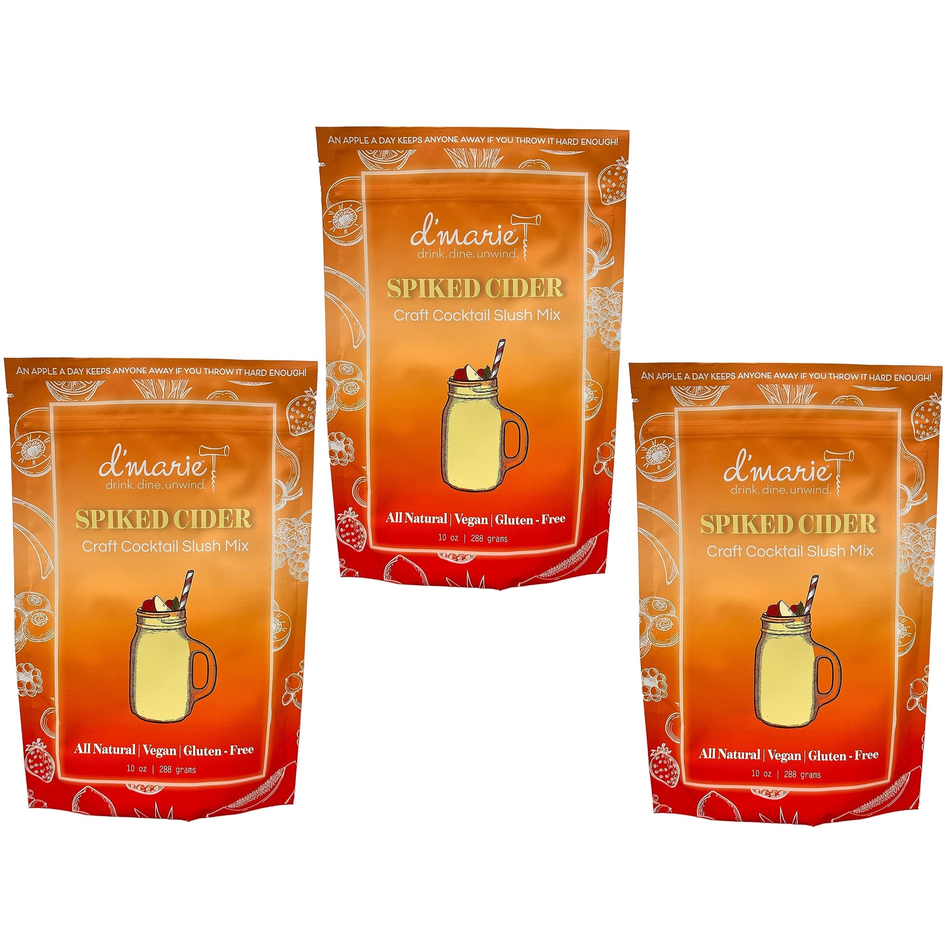 DMARIE Frozen Cocktail Drink Mix - All Natural Low Sugar Mixer, 10 Ounce (Pack of 3) - Makes 10 Spiked Cider Slushies, No Blender Needed