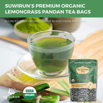 Suwirun Organic Lemongrass And Pandan Tea Bags - Pure Organic Herbal Tea Thai Herbal Tea Bags Pandan And Lemongrass Tea Bags (25
