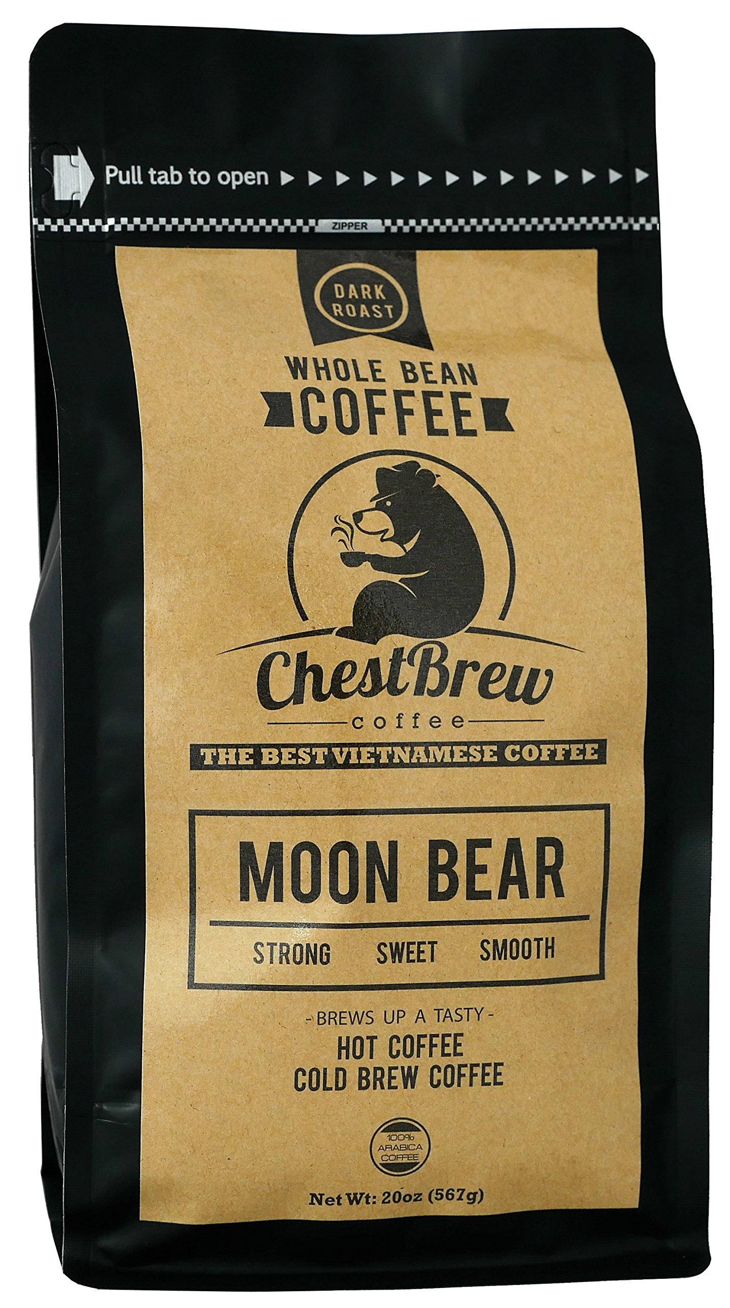 CHESTBREW COFFEE Whole Bean Coffee - Strong Dark Roast, 20 Ounce Bag