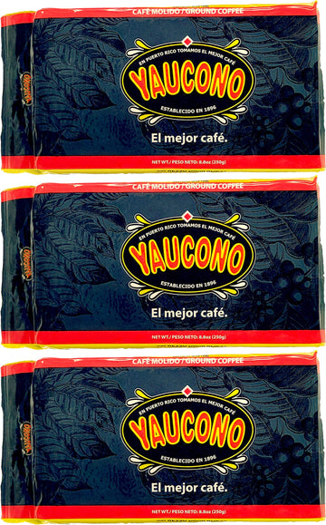 Yaucono 100 Percent Pure Coffee, Dark Roast, Espresso, 8.8 Ounce (Pack Of 3)