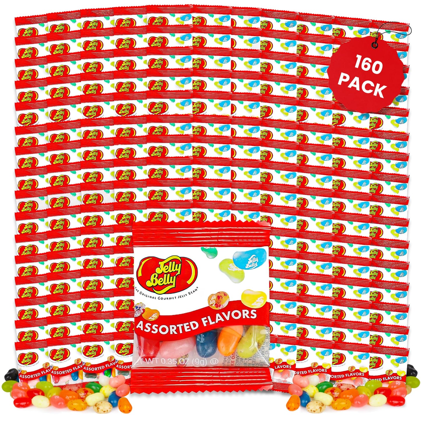 Jelly Belly Individual Packs | 160 PACK | Mini Bags of assorted Jelly Beans | 160 bags of 0.35oz | Assorted Flavors