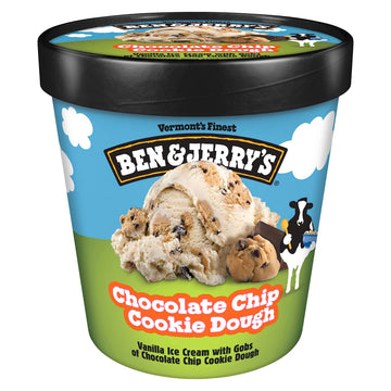 Ben & Jerrys Chocolate Chip Cookie Dough Vanilla Ice Cream Pint Non-GMO 16 oz