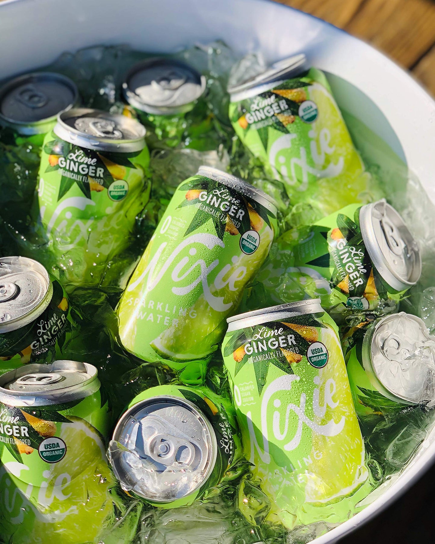 Nixie Sparkling Water, Lime Ginger | 12 Fl Oz Cans, 24 Pack | Organic, Vegan, Non-Gmo, Gluten Free, 0 Calories, 0 Sugar, 0 Sodiu