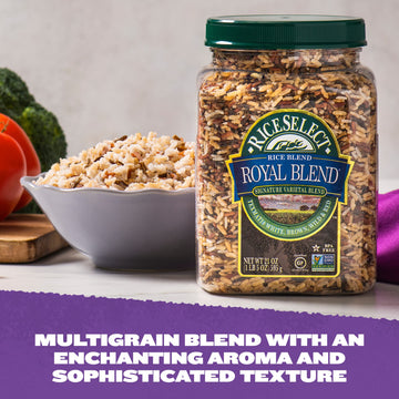 Riceselect Royal Blend, Blend Of Texmati White, Brown, Red, And Wild Rice, Premium Gluten Free Rice, Non-Gmo, 21 Ounce Jar