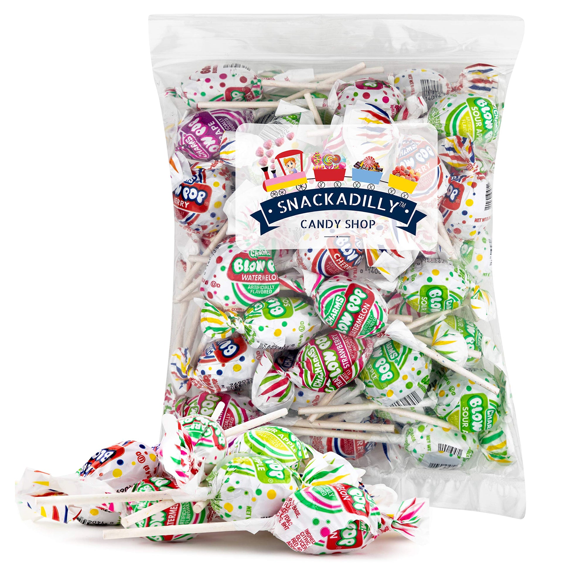 Blow Pops Bulk 3 Pound Bag - Grape, Strawberry, Cherry, Watermelon, And Sour Apple Flavors By Snackadilly