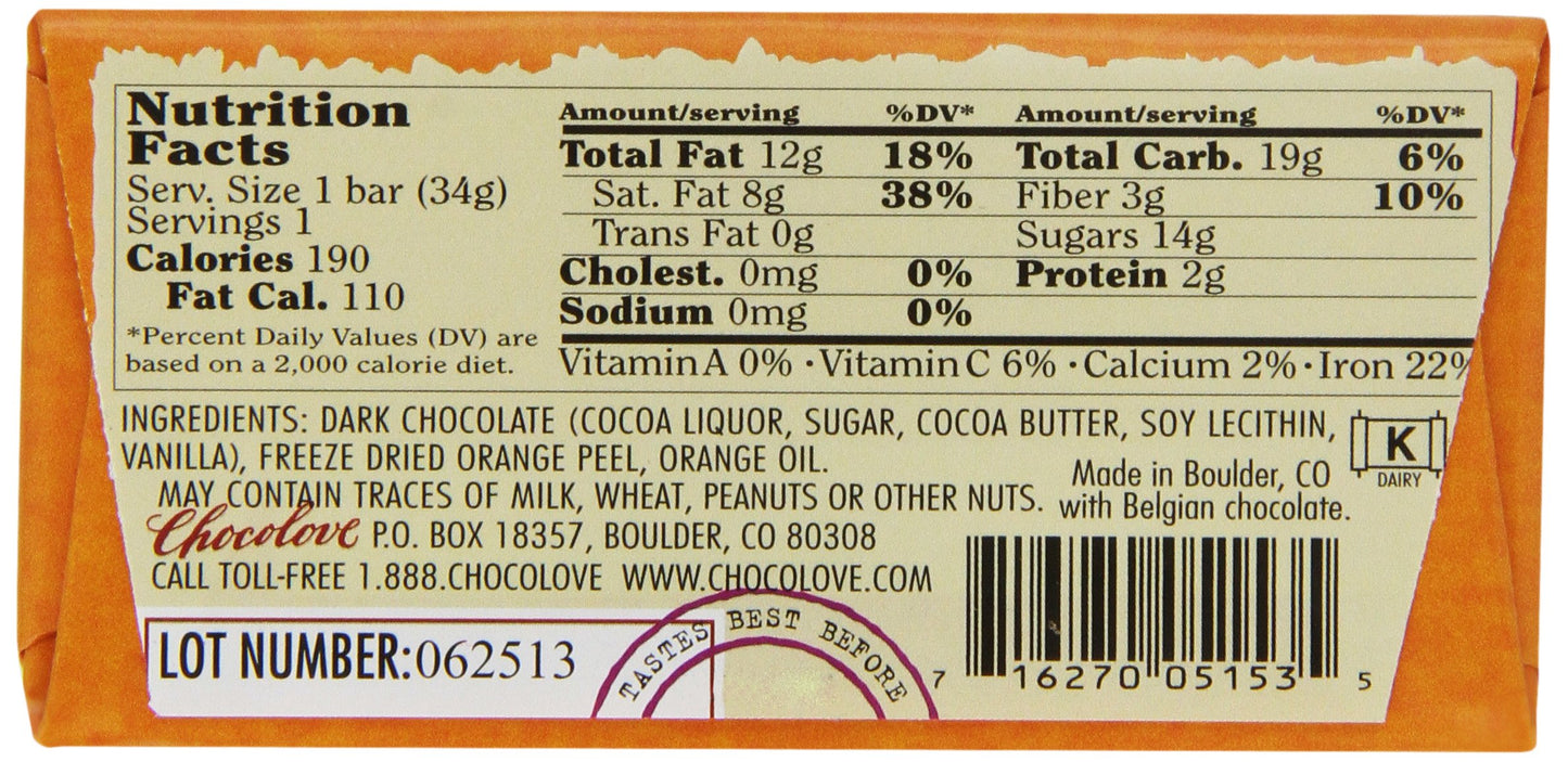 Chocolove Orange And Dark Chocolate Mini Bar, 1.2-Ounces (Pack Of 12)