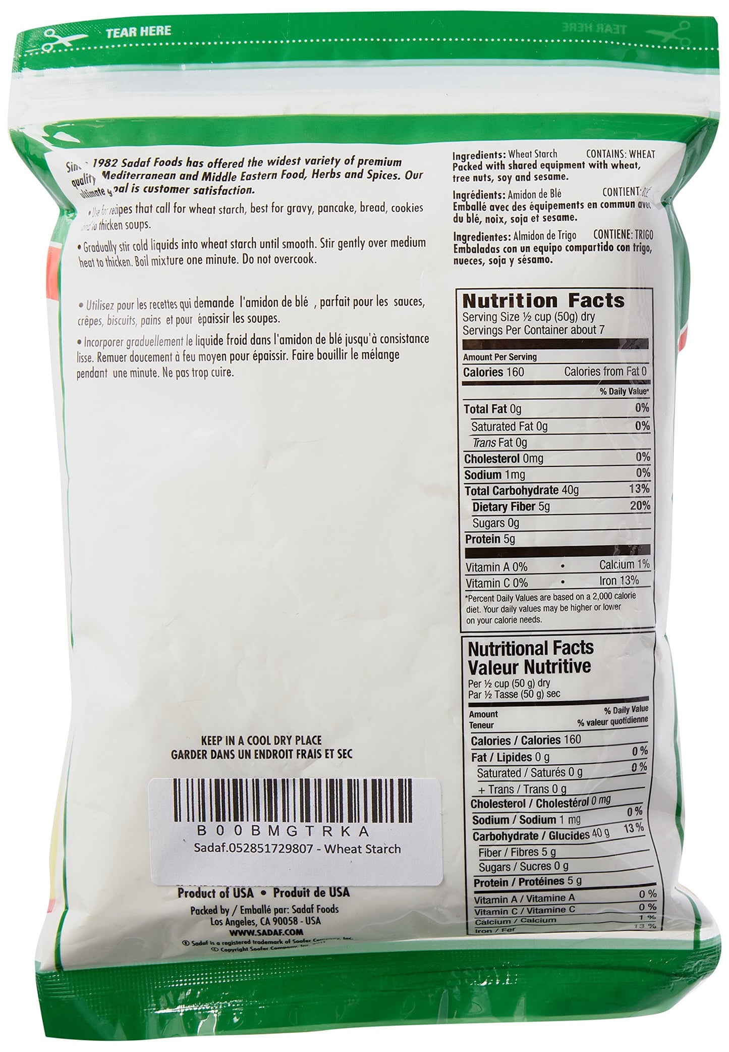 Sadaf Wheat Starch - Cook Asian dishes with ?? - Bugday Nisastasi - Kosher, Halal and Vegan - 12 oz bag
