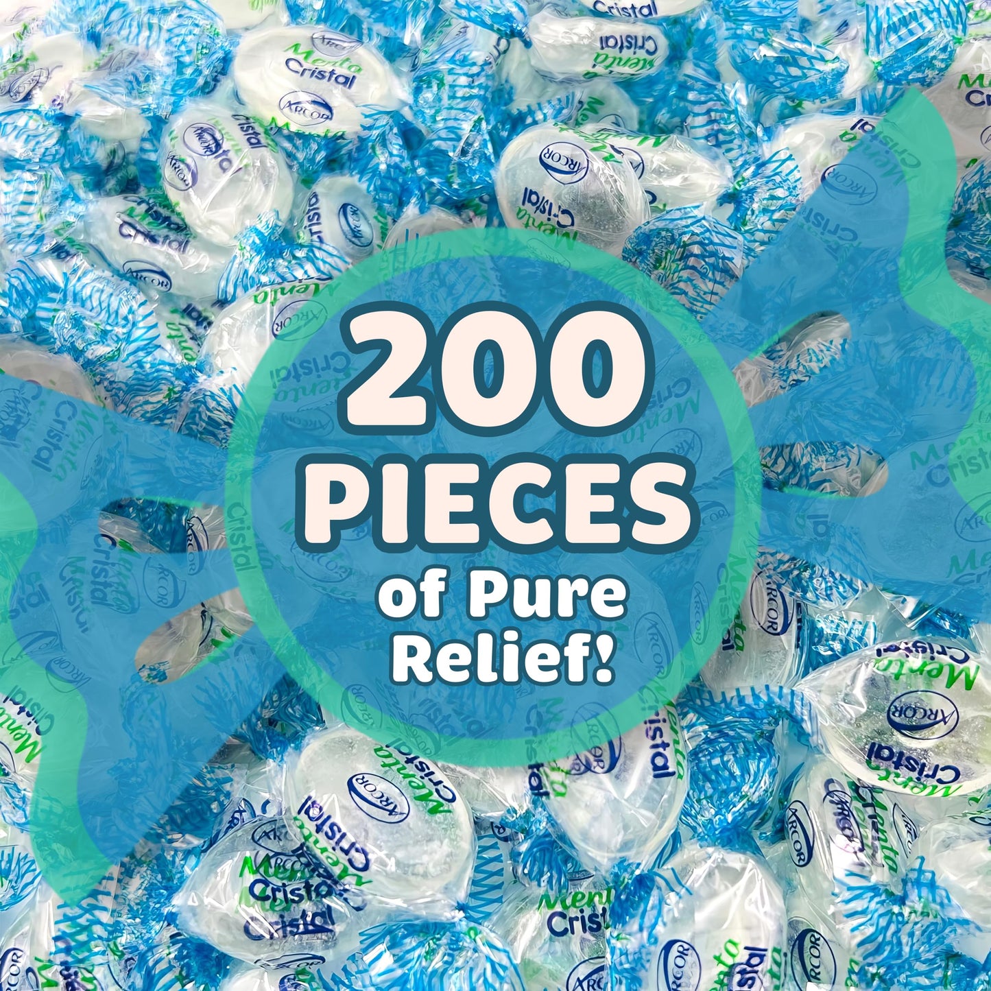 Arcor Crystal Mints Hard Candy - 2 Pounds Approx 200 Pieces - Blue Crystal Mints Hard Candy - Bulk Candy, Individually Wrapped C