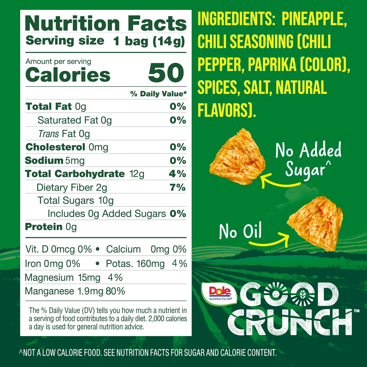 Dole Good Crunch Pineapple With Chili Dried Fruit Bites, Gluten Free & Vegan Snack, 0.5Oz Bags (Pack Of 12)