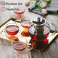 Btat- Glass Tea Pot Set, Set Of 4, Double Wall Glass Tea Cup And Kettle With Infuser, Christmas Gifts