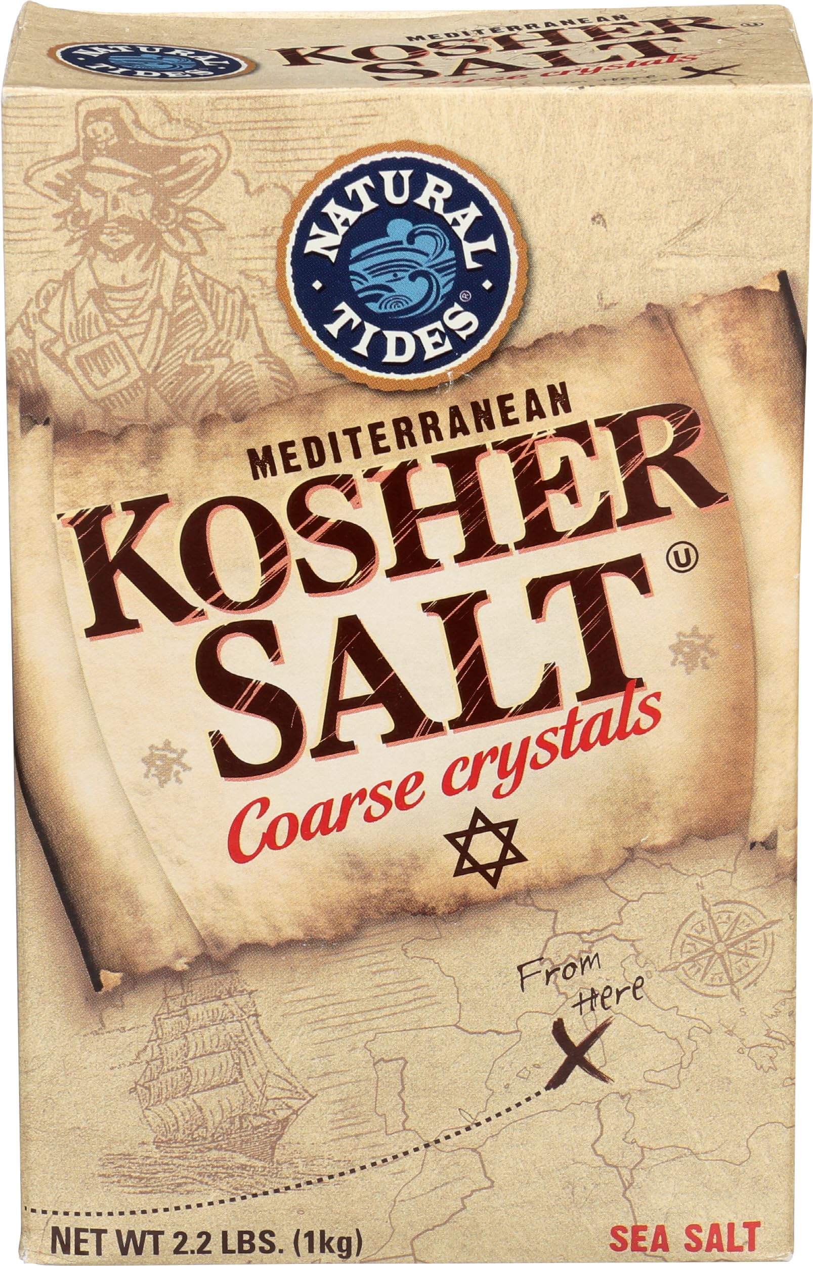 Natural Tides Mediterranean Kosher Salt Coarse Crystals, 2.2 Pound