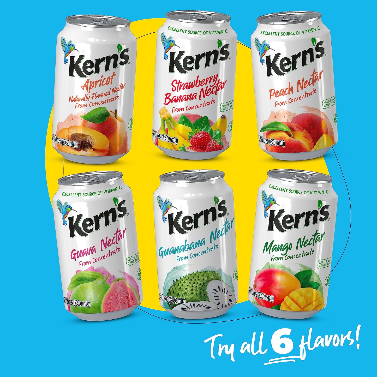 Kerns Tropical Fruit Nectar Juice Variety Pack - Mango & Peach - 11.5oz, 12 Pack Canned Drinks