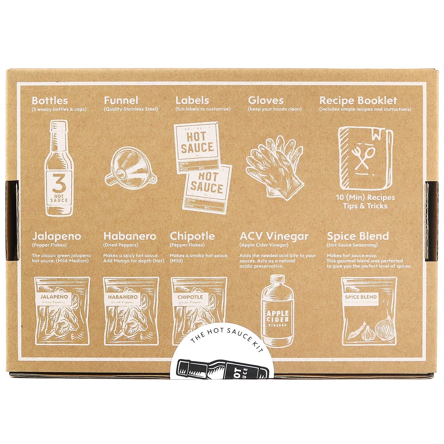 Millhouse Spice Co. Deluxe Hot Sauce Making Kit - 3 Chili Pepper Varieties, Gourmet Spice Blend, 3 Bottles, Fun DIY Gift, 1 Count