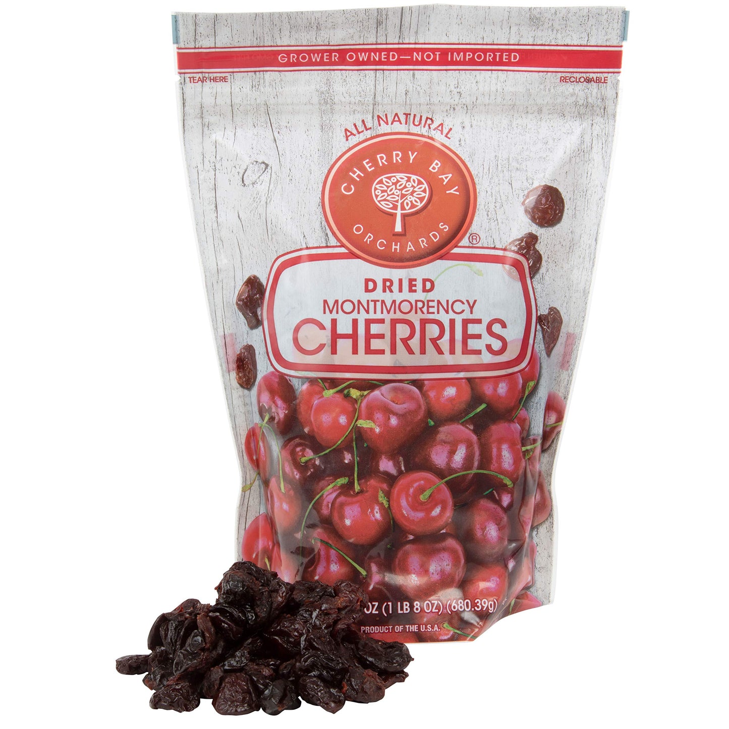 Cherry Bay Orchards - Dried Montmorency Tart Cherries - (Pack Of 8 - 24Oz Bags) - 100% Domestic, Natural, Kosher Certified, Glut