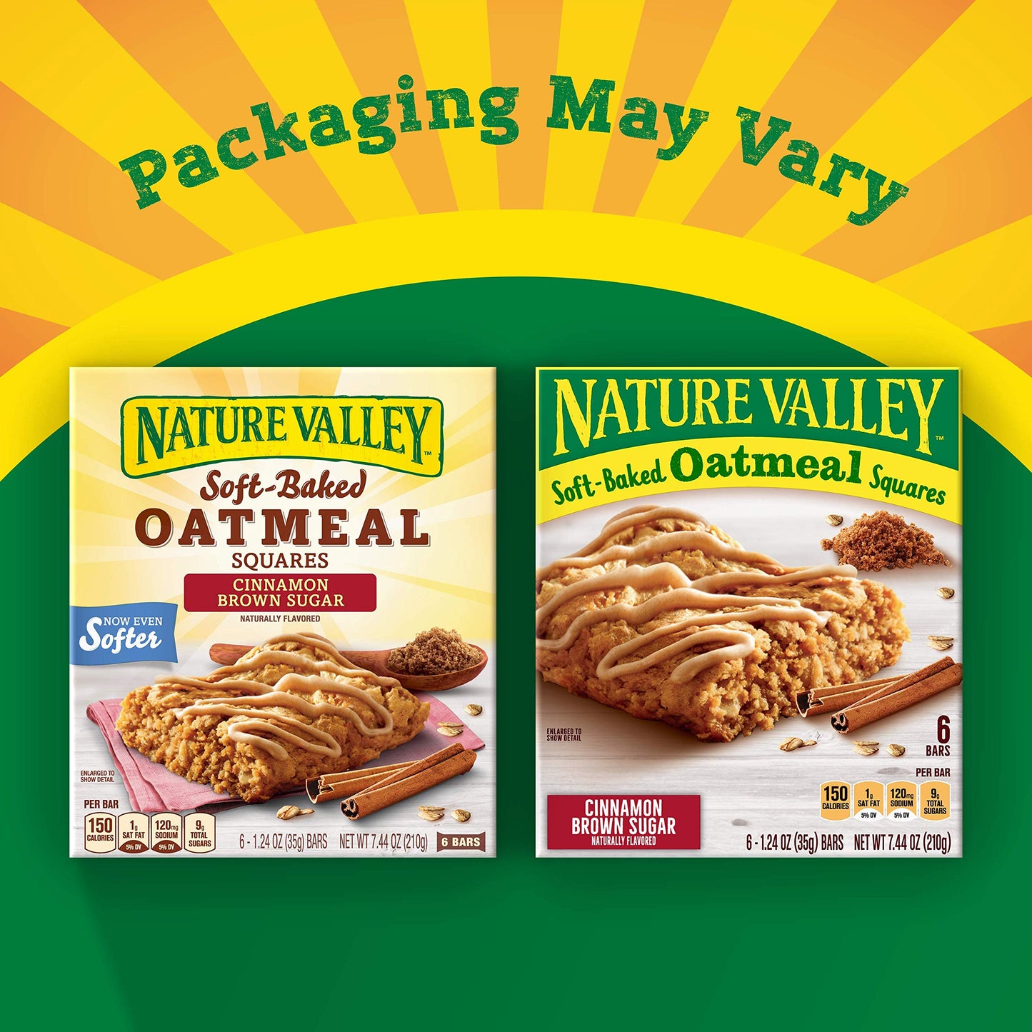 Nature Valley Soft-Baked Oatmeal Squares, Cinnamon Brown Sugar, 6 ct, 7.44 OZ (Pack of 4)