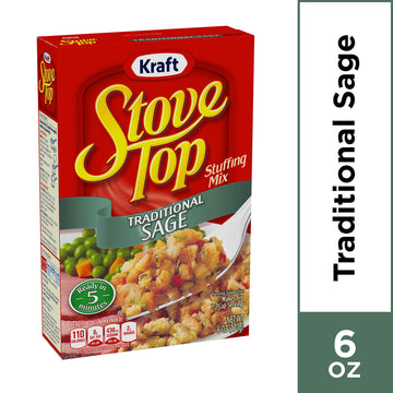Stove Top Traditional Sage Stuffing Mix, 6 oz Box - Perfect for Thanksgiving and Holiday Meals, Flavorful and Easy to Prepare