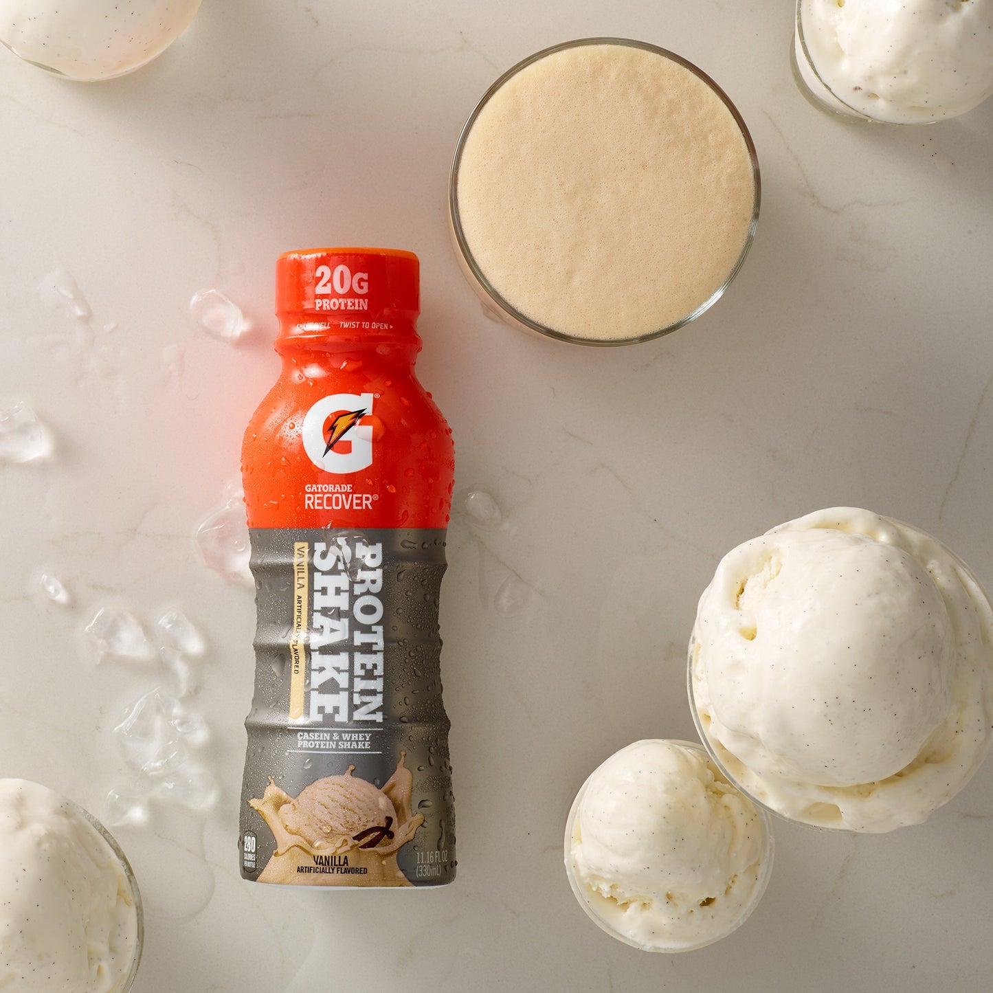 Gatorade Recover Protein Shake, Vanilla, 20G Protein, 11.6 Fl Oz Plastic Bottle, Pack Of 12