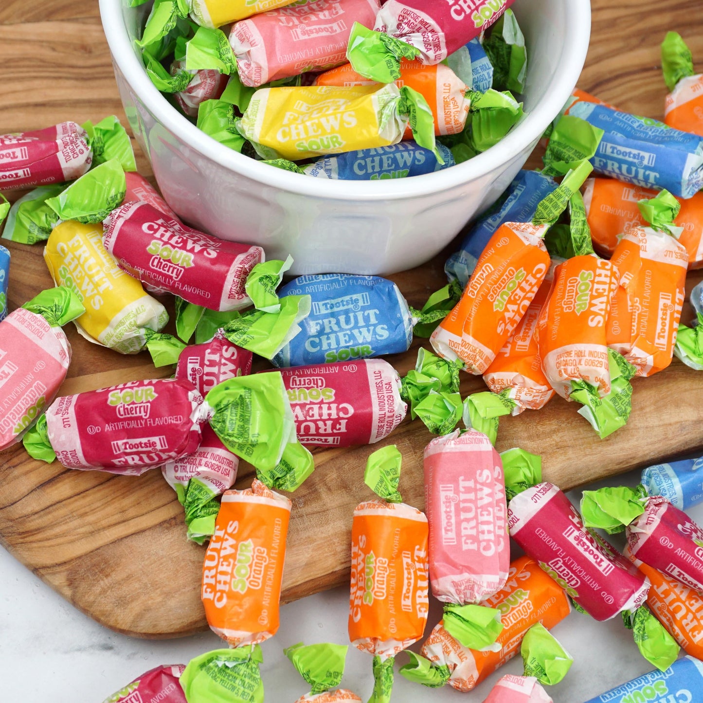 The Hampton Popcorn Company Sour Tootsie Fruit Chews, Mini Chewy Candy, 1lb Bulk Bag, Individually Wrapped, Approx. 70 Pieces