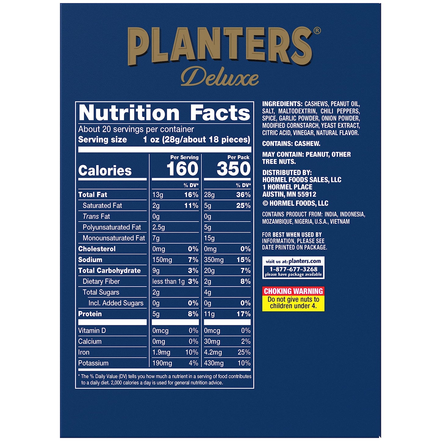PLANTERS Spicy Cajun Cashews, 2.25 oz Bags, Pack of 10 - Flavorful Snack, Perfect for Parties and On-the-Go Munching, 1.41
