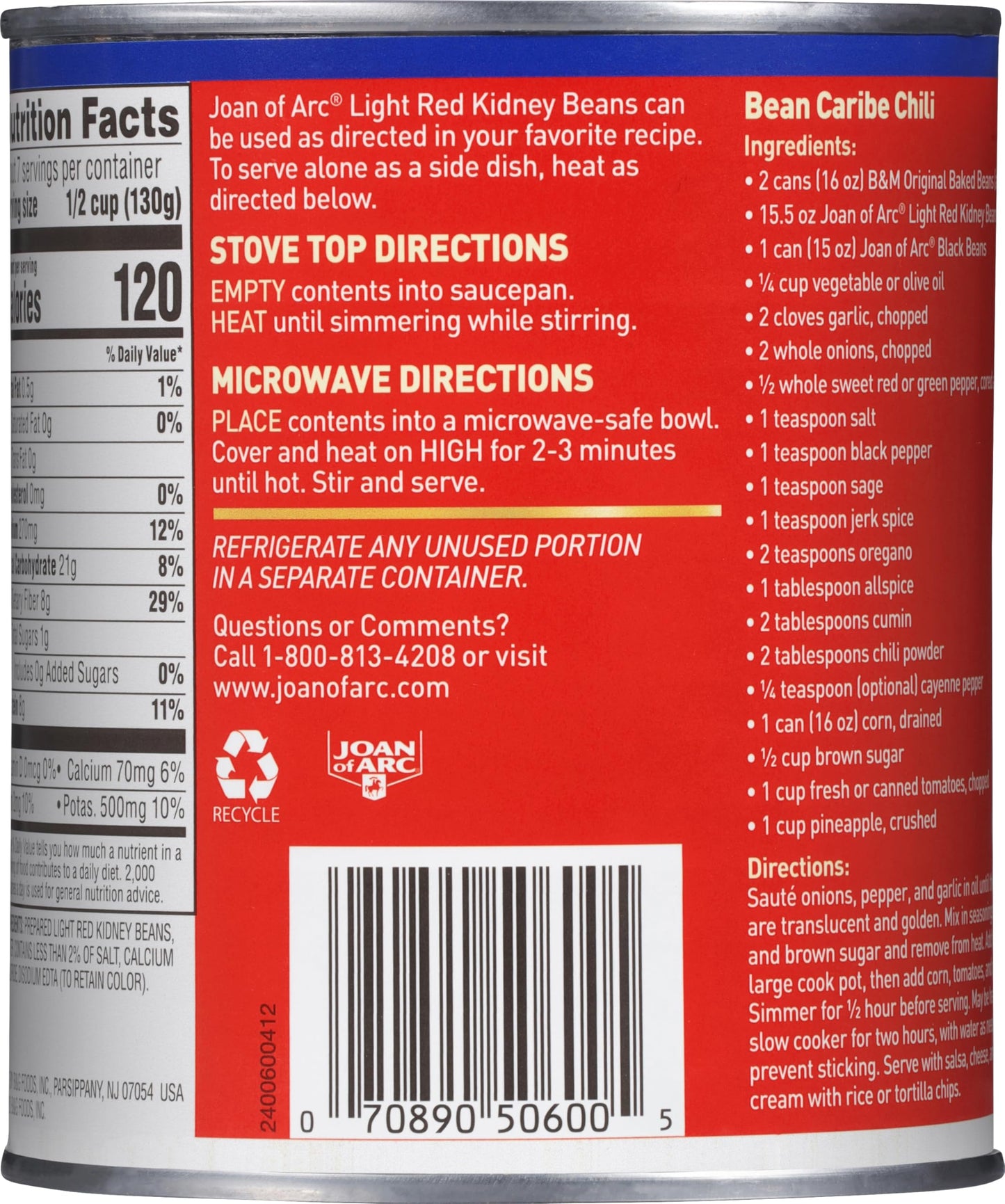 Joan Of Arc Light Red Kidney Beans, 30 Ounce (Pack Of 12)