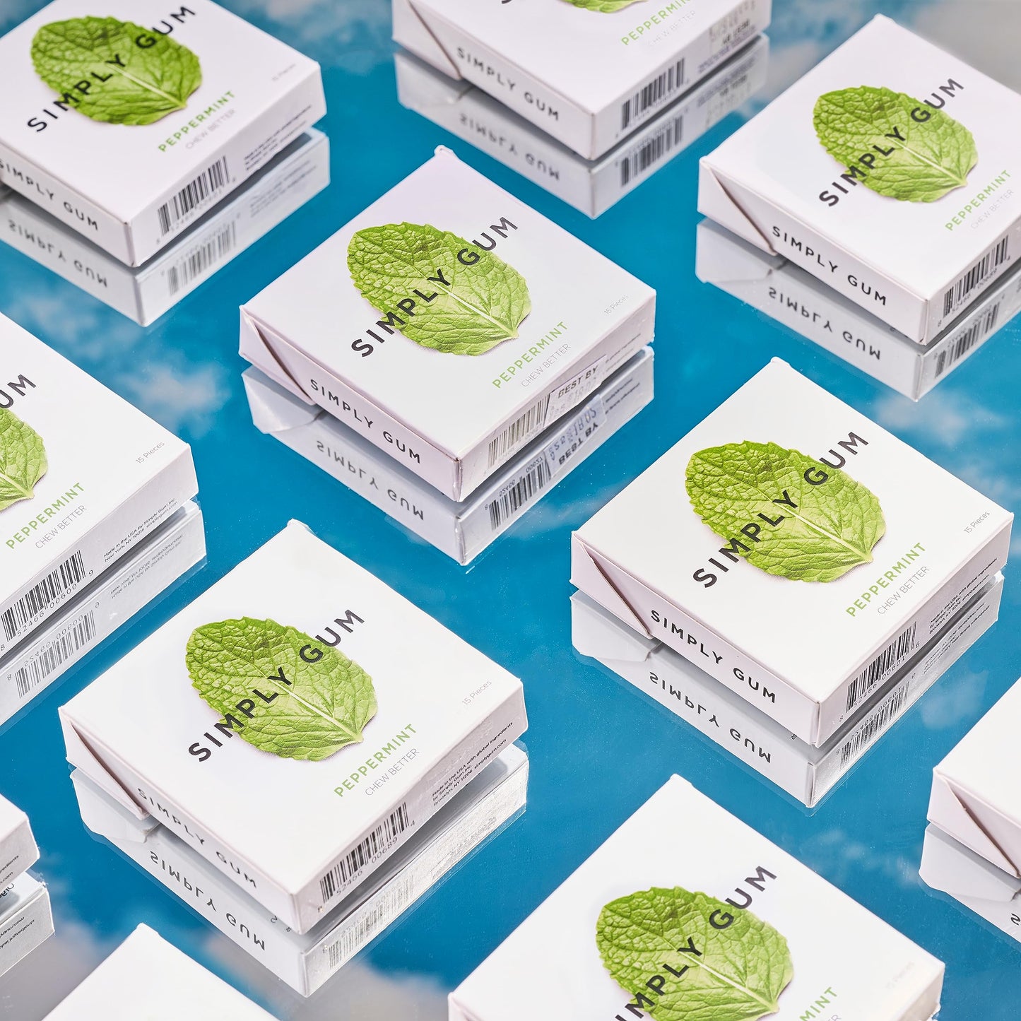 SIMPLY Gum Peppermint, Plastic-Free Natural Chewing Gum, 6 Pack (90 Pieces) | Vegan, Kosher, Non GMO, Aspartame Free and Sorbito